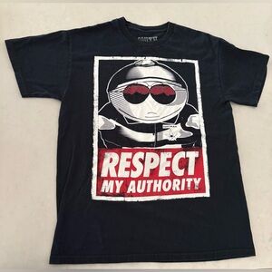 Vintage South Park Eric Cartman 'Respect My Authority' Black T-Shirt, Medium